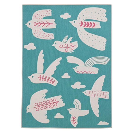 Itsy Bitsy Kids Bird Of Life Mint Yeşili Yıkanabilir Çocuk Halısı 120x160cm
