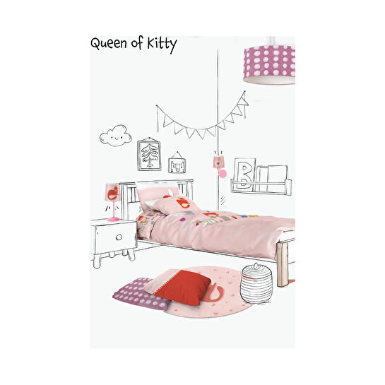 Itsy Bitsy Kids Prenses Kedi Desenli Makinede Yıkanabilir Pamuklu Çocuk Halısı - Kitty of Queen Serisi