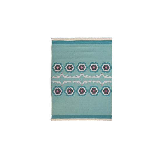 Itsy Bitsy Kids Çiçek, Kuş, Kalp Desenli Makinede Yıkanabilir Pamuklu Çocuk Halısı - Sukha Serisi