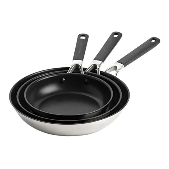 Kitchenaid Paslanmaz Çelik Kızartma Tavası Seti, Seramik Kaplama 20 Cm + 24 Cm + 28 Cm