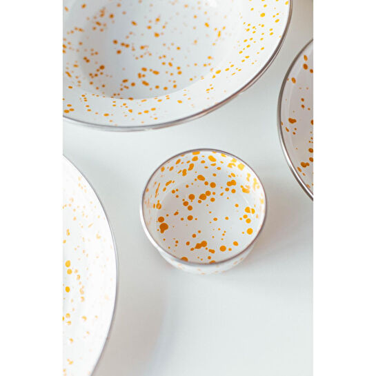 Emaylab Speckles Emaye 4’lü Kase Çerezlik, Kahvaltılık, Reçellik, Zeytinlik, Sunumluk Seti 8cm 200 Ml