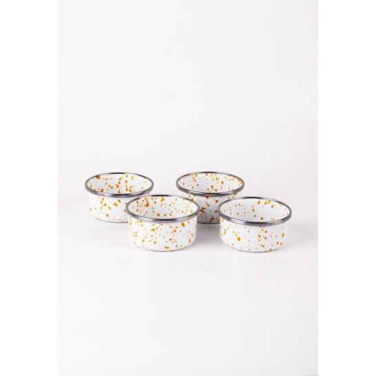 Emaylab Speckles Emaye 4’lü Kase Çerezlik, Kahvaltılık, Reçellik, Zeytinlik, Sunumluk Seti 8cm 200 Ml