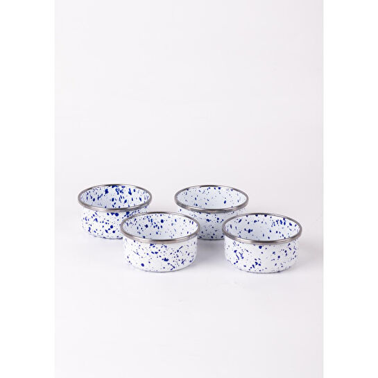 Emaylab Speckles Emaye 4’lü Kase Çerezlik, Kahvaltılık, Reçellik, Zeytinlik, Sunumluk Seti 8cm 200 Ml