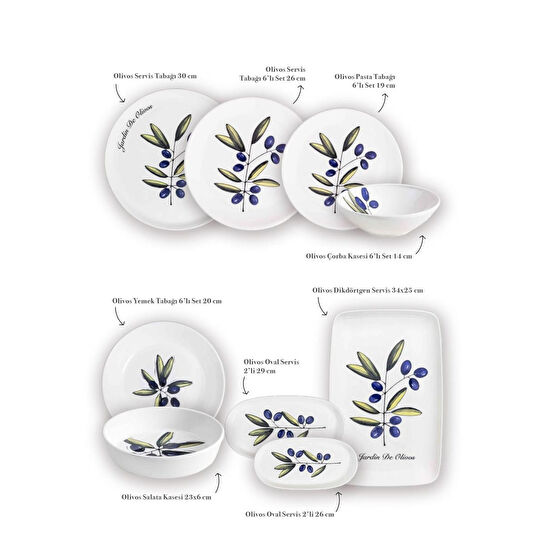 The Mia Olivos 6 Kişilik Yemek Talımı 31 Parça Set 1