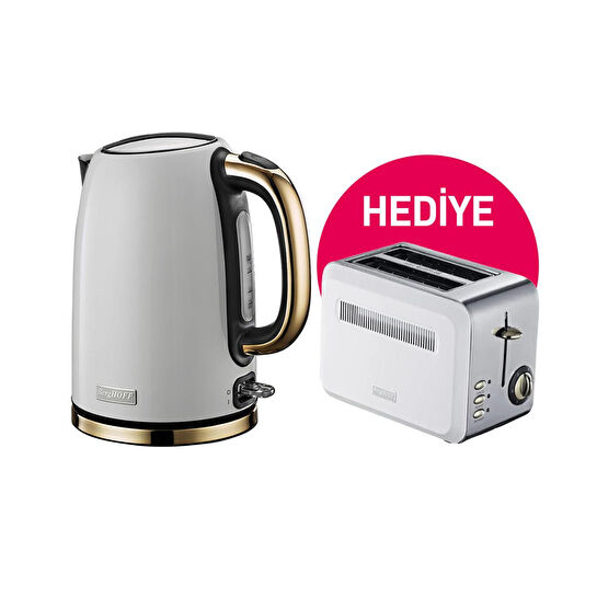 Berghoff Gem Titan 1.7 Litre Parlak Beyaz Gold Su Isiticisi Ve Berghoff Ekmek Kizartma Makinesi