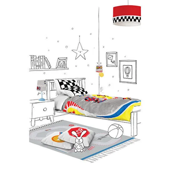 Itsy Bitsy Kids Ready Steady Go Çift Taraflı Pamuk Saten Çok Renkli Çocuk Nevresim Seti 140x200cm