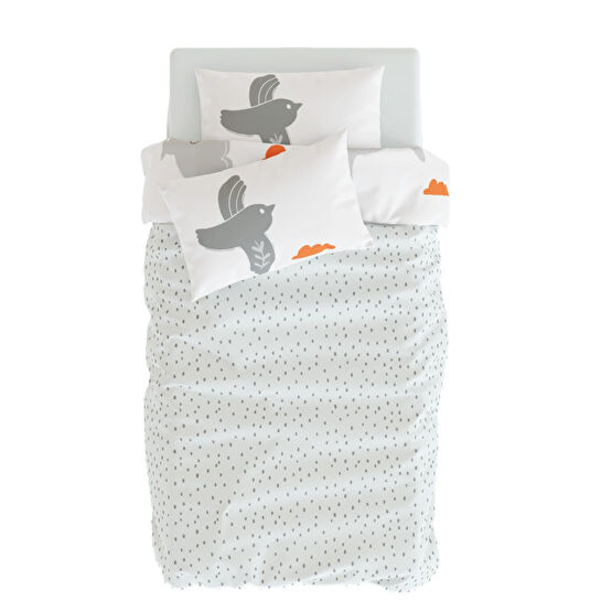 Itsy Bitsy Kids Bird Of Life Bebek Nevresim Seti, Gri, 100x150cm