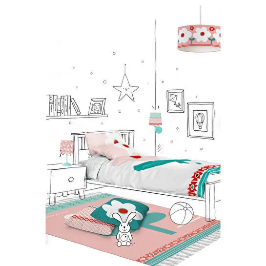 Itsy Bitsy Kids Big Flower Çift Taraflı Pamuk Saten Pembe Çocuk Nevresim Seti 140x200cm