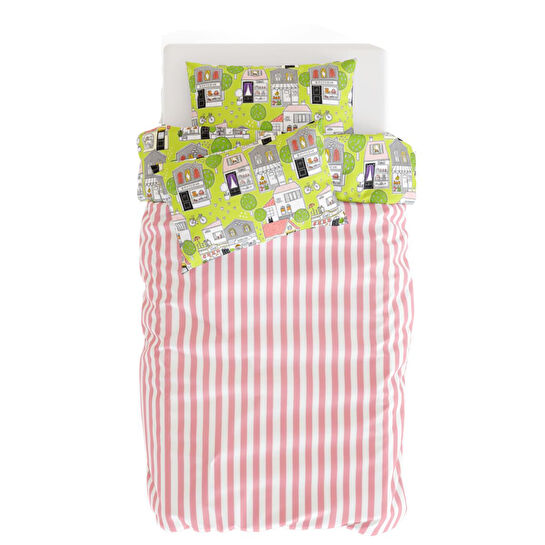 Itsy Bitsy Kids Neighbors Çift Taraflı Pamuk Saten Çok Renkli Çocuk Nevresim Seti 140x200cm