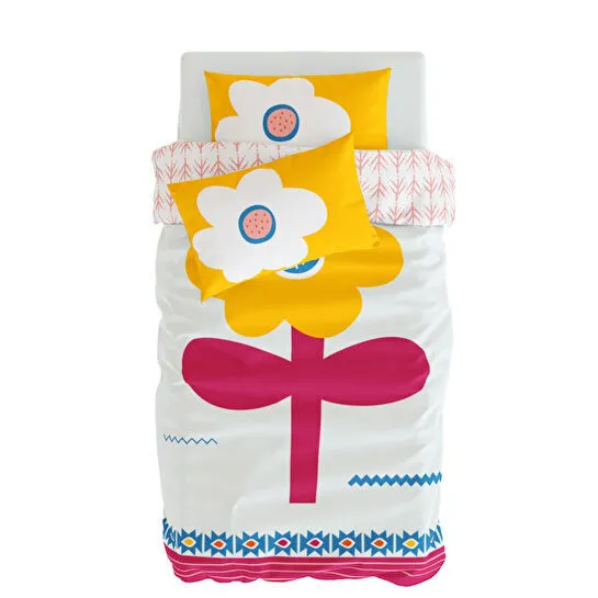 Itsy Bitsy Kids Big Flower Nevresim Seti, Sarı, 140x200cm