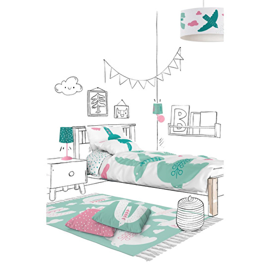 Itsy Bitsy Kids Bird Of Life Çift Taraflı Pamuk Saten Mint Yeşili Çocuk Nevresim Seti 140x200cm