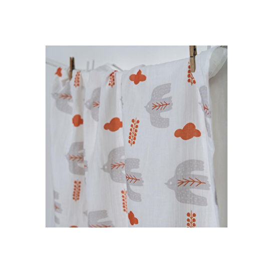 Itsy Bitsy Kids Bird Of Life Gri , Müslin Bebek Örtüsü , 70x70 Cm