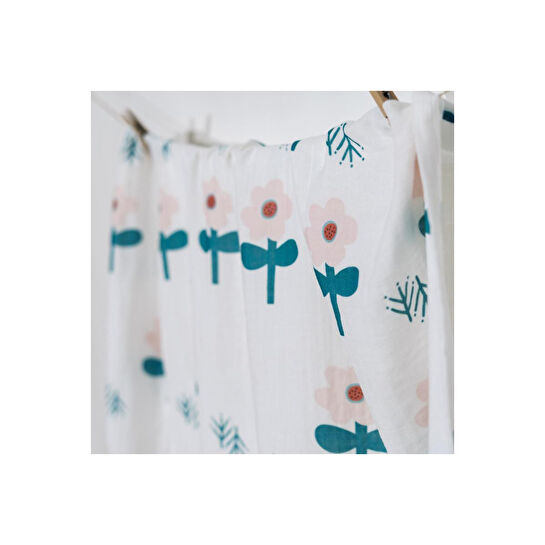 Itsy Bitsy Kids Big Flower Blossom, Müslin Bebek Örtüsü , 100x100 Cm