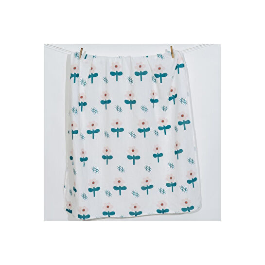 Itsy Bitsy Kids Big Flower Blossom, Müslin Bebek Örtüsü , 100x100 Cm