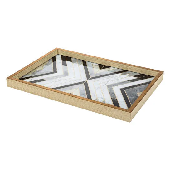 Mudo Home Line Dekorati̇f Tepsi̇ 31x42cm Gold