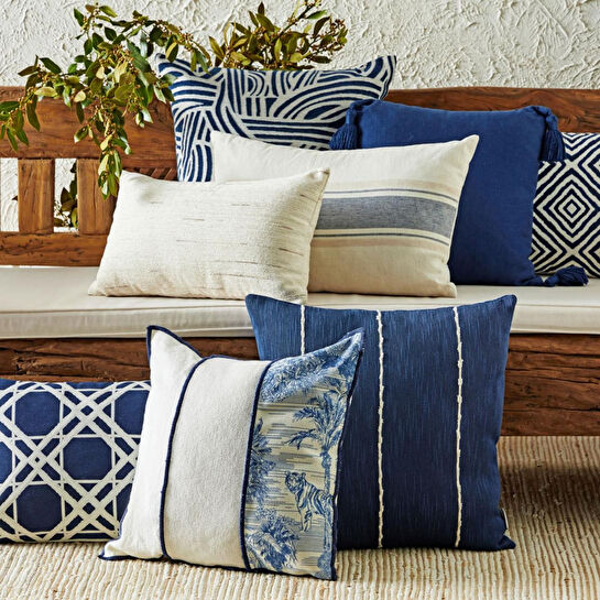 Mudo Home Alba Kirlent Püsküllü Laci̇vert 45x45