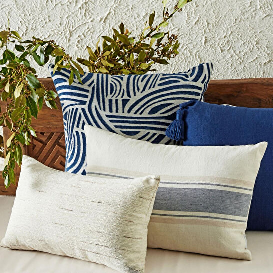 Mudo Home Alba Kirlent Püsküllü Laci̇vert 45x45