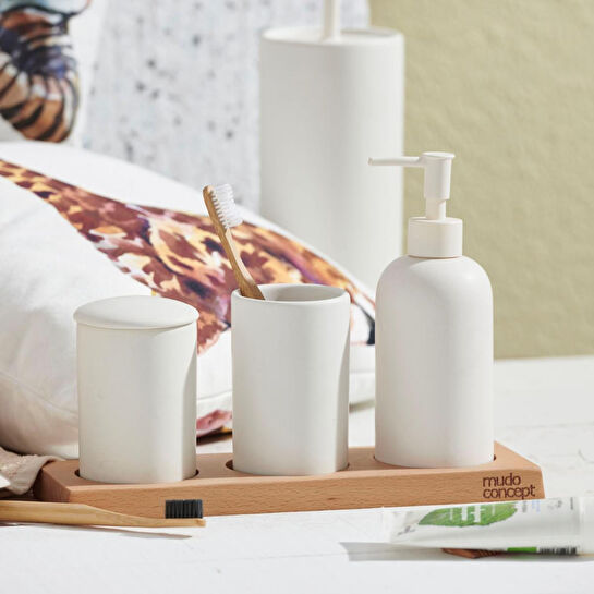 Mudo Home Mat Beyaz 5'li̇ Kutulu Banyo Seti̇