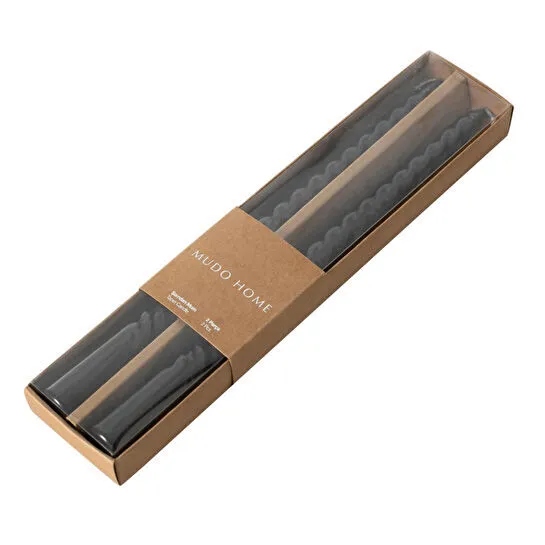 Mudo Home 2li̇ Burgulu Şamdan Mum Si̇yah 25cm