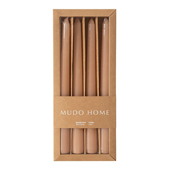 Mudo Home 4lü Şamdan Mum Bej 25cm