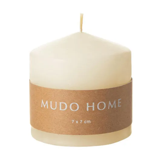 Mudo Home Sütun Mum Krem 7x7cm