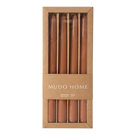 Mudo Home 4lü Şamdan Mum Latte 25cm