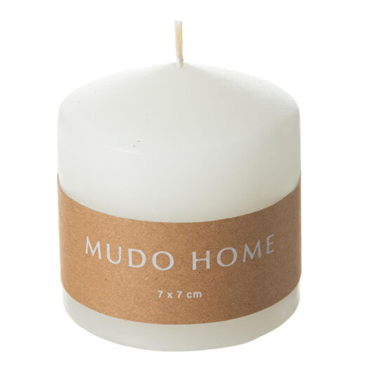 Mudo Home Sütun Mum Beyaz 7x7cm