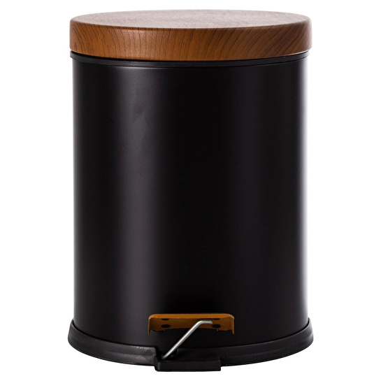 Mudo Home 5lt Pedalli Ahşap Kapakli Çöp Kovasi Si̇yah