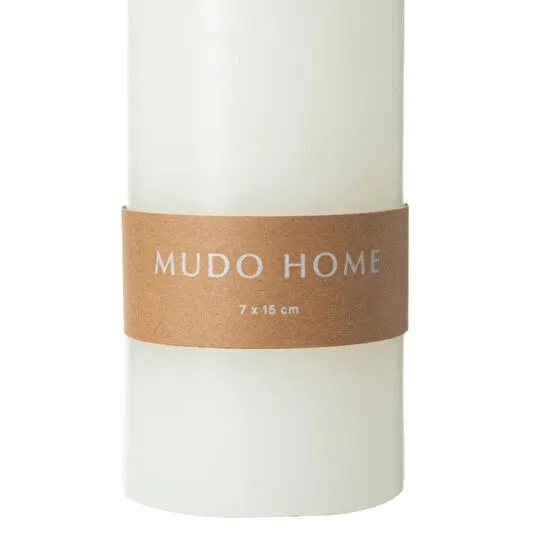 Mudo Home Sütun Mum Beyaz 7x15cm