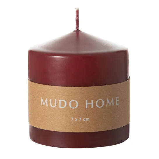 Mudo Home Sütun Mum Bordo 7x7cm
