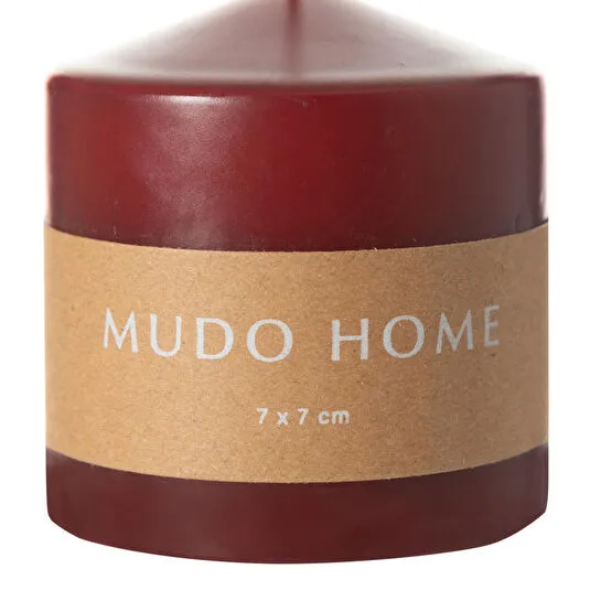 Mudo Home Sütun Mum Bordo 7x7cm