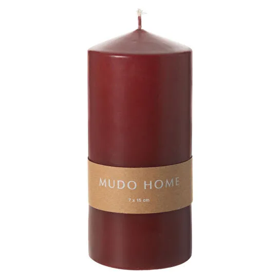 Mudo Home Sütun Mum Bordo 7x15cm
