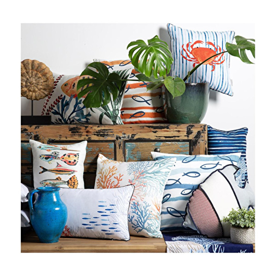 Mudo Home Aqua Fish Kirlent Renkli̇ 35x55