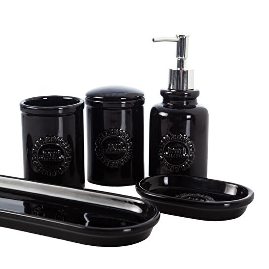 Mudo Home Barnes 5'li̇ Kutulu Banyo Seti̇ Parlak Si̇yah