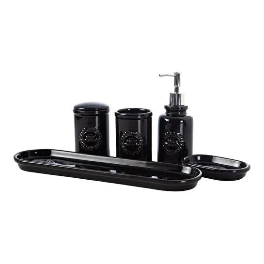 Mudo Home Barnes 5'li̇ Kutulu Banyo Seti̇ Parlak Si̇yah