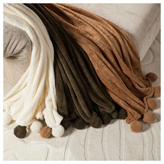 Mudo Home Ponponlu Di̇z Üstü Battani̇ye Multi 130x160