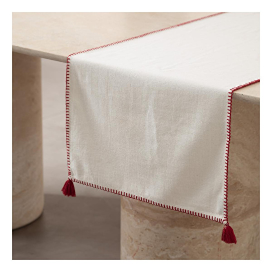 Mudo Home Oradea Püsküllü Runner Bordo 45x145