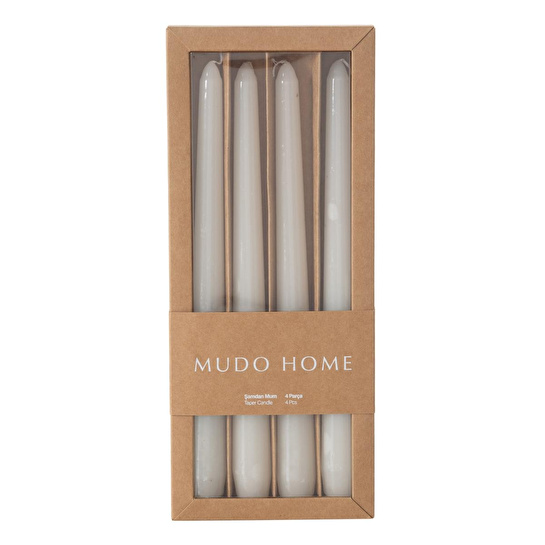Mudo Home 4lü Şamdan Mum Krem 25cm
