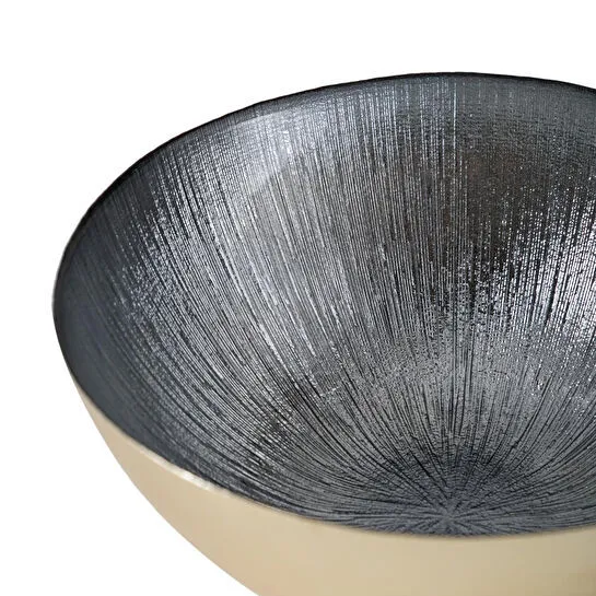 Mudo Home Silver Deri̇n Dekorati̇f Kase 28 Cm