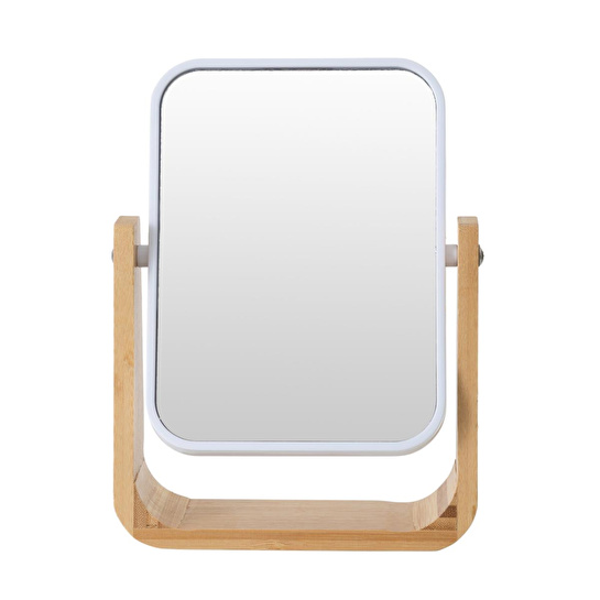 Mudo Home Boho Bambu Büyüteçli̇ Ayna Beyaz 16x5,8x21,8