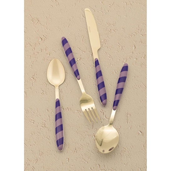 The Mia Joy Çatal Kaşık Bıçak Takımı Mor Gold 24 Parça