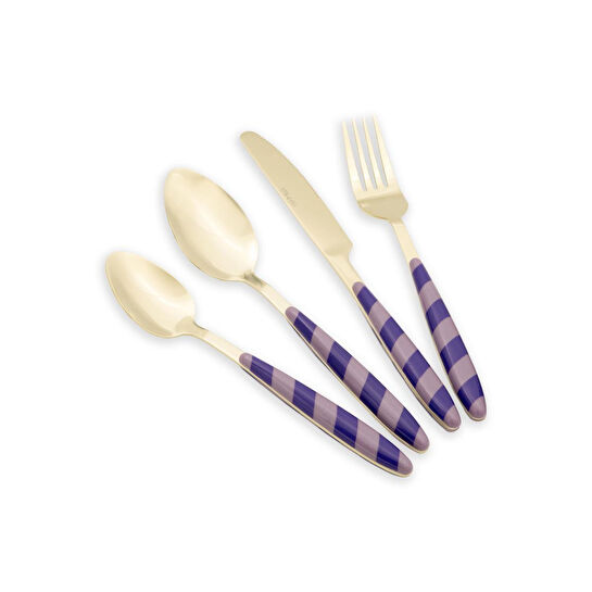The Mia Joy Çatal Kaşık Bıçak Takımı Mor Gold 24 Parça