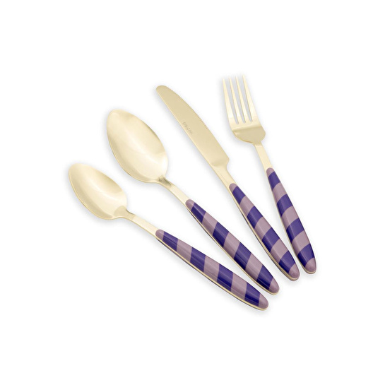 The Mia Joy Çatal Kaşık Bıçak Takımı Mor Gold 24 Parça