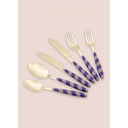 The Mia Joy Çatal Kaşık Bıçak Takımı Mor Gold 36 Parça