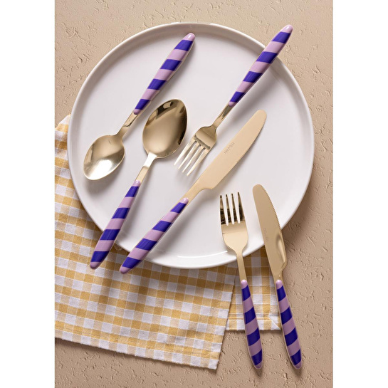 The Mia Joy Çatal Kaşık Bıçak Takımı Mor Gold 36 Parça