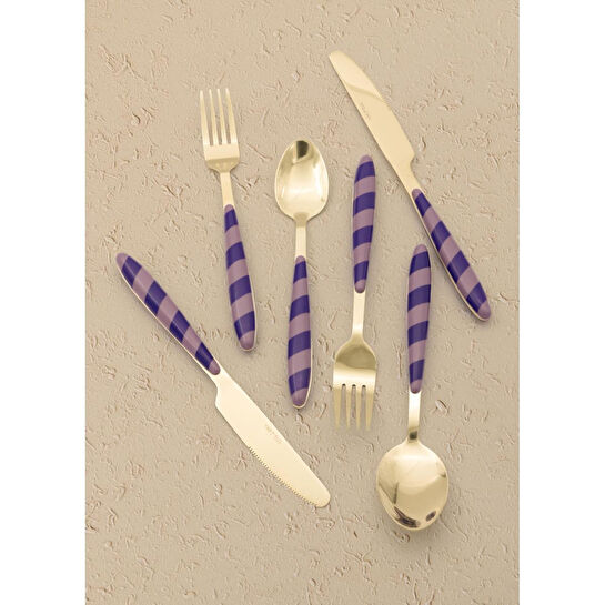 The Mia Joy Çatal Kaşık Bıçak Takımı Mor Gold 36 Parça