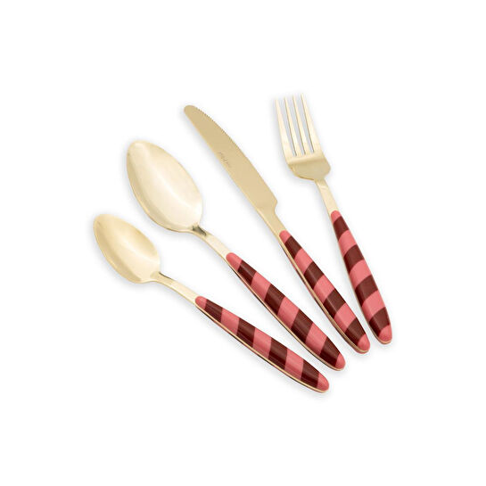 The Mia Joy Çatal Kaşık Bıçak Takımı Pembe Gold 24 Parça