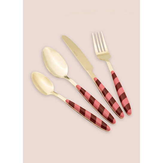 The Mia Joy Çatal Kaşık Bıçak Takımı Pembe Gold 24 Parça