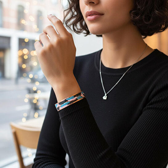 Coho Objet Coho Mine El İşleme Sky Renkli Bakır Bileklik