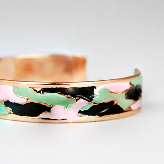 Coho Objet Coho Mine El İşleme Ground Renkli Bakır Bileklik